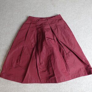 Jil Sander Womens Skirt 4 Red Solid A-Line Pleated Made in Italy